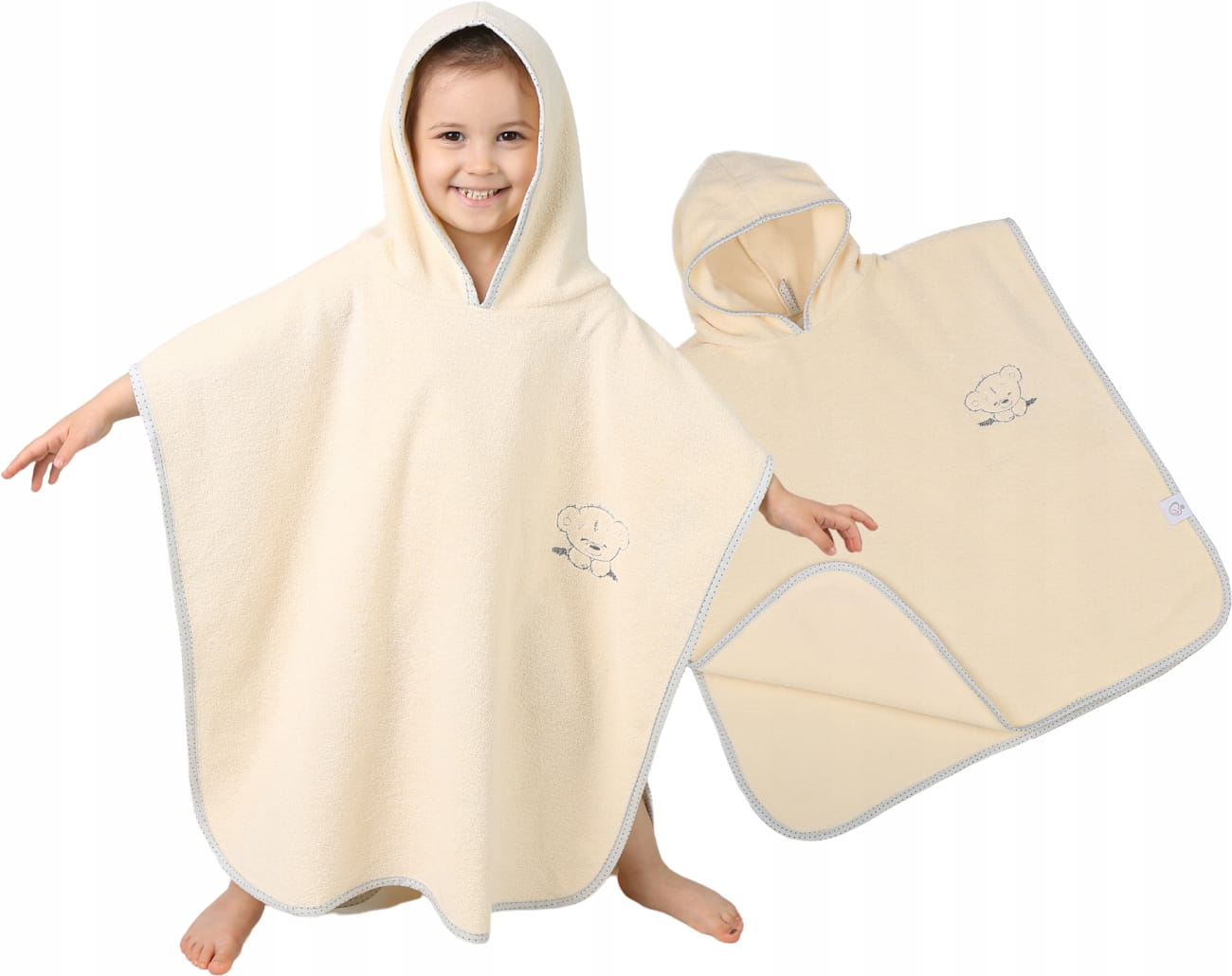 Babymam poncho kąpielowe okrycie z kapturem duże