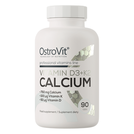 OstroVit Witamina D3 + K2 + Wapń suplement diety, 90 tabl./1 opak.