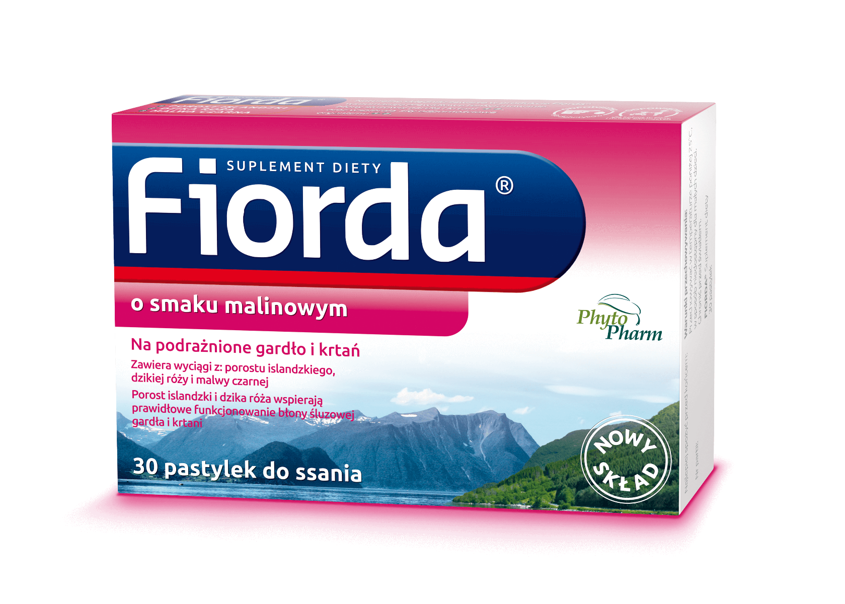 Fiorda, suplement diety, smak malinowy, 30 pastylek do ssania
