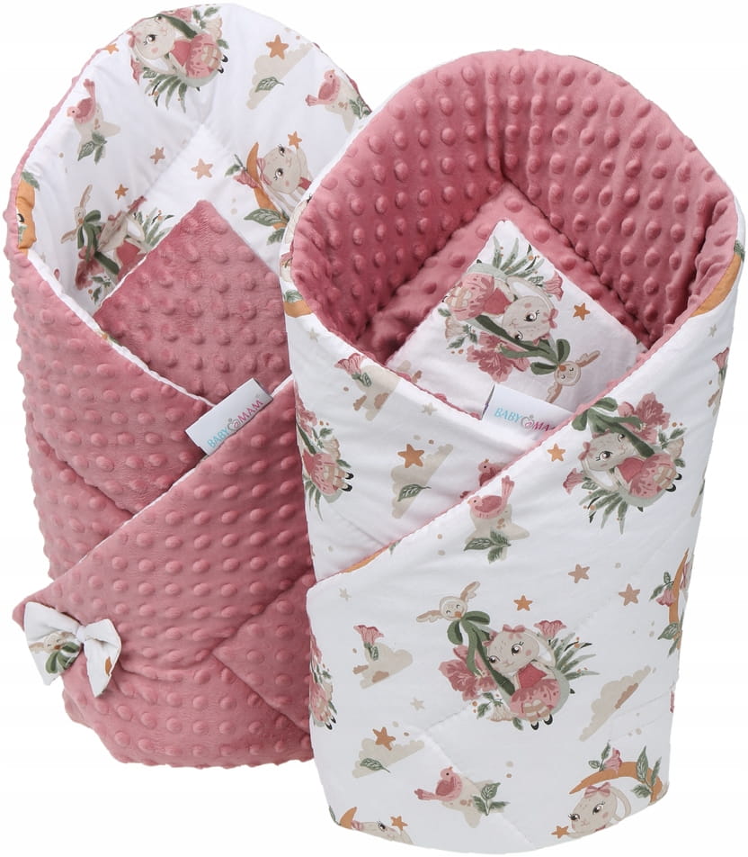 Babymam rożek becik niemowlęcy otulacz minky 80x80