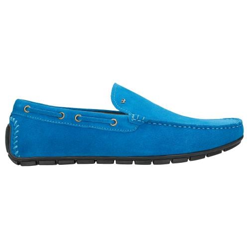 Wojas Niebieskie Welurowe Mokasyny Męskie 