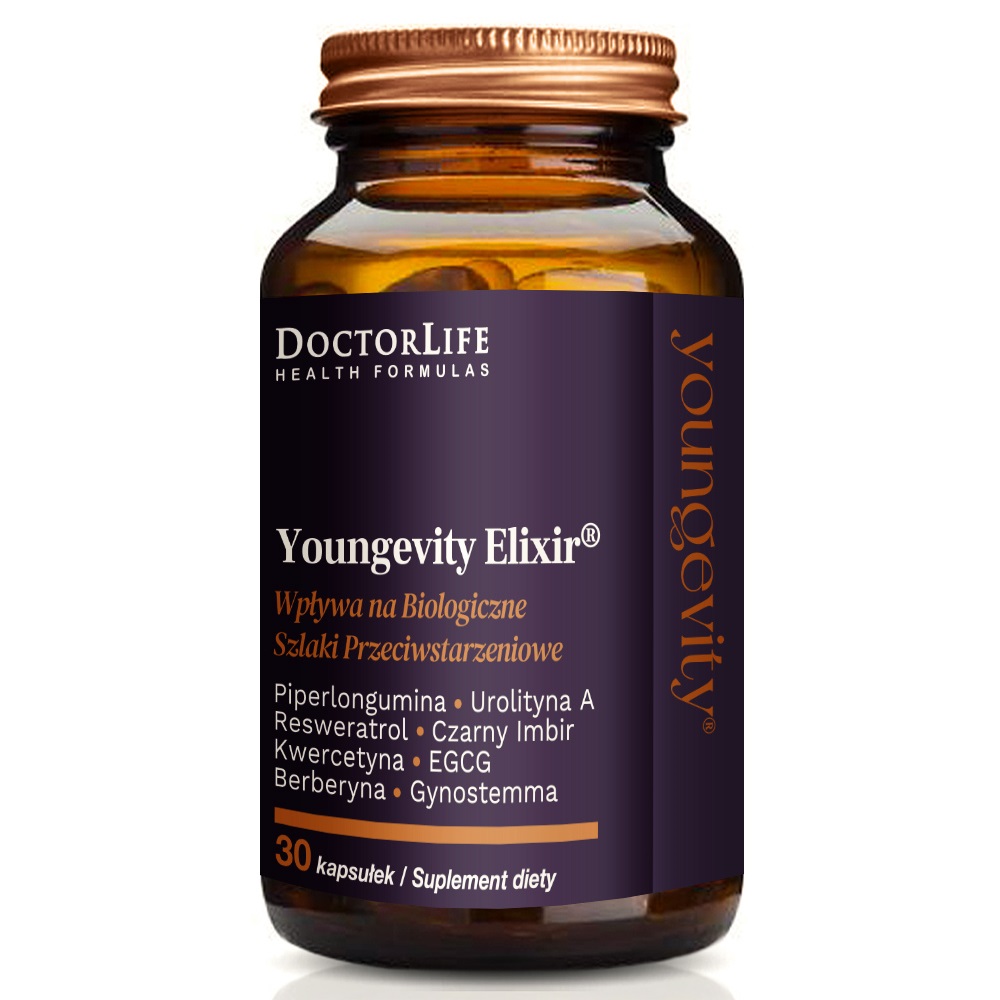 Doctor Life Youngevity Elixir suplement diety wpływający na biologiczne szlaki przeciwstarzeniowe, 30 kaps./1 opak.