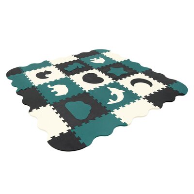 Mata piankowa HUMBI Puzzle 30 x 30 x 1 cm Zwierzęta (9 elementów) Kremowo-zielony