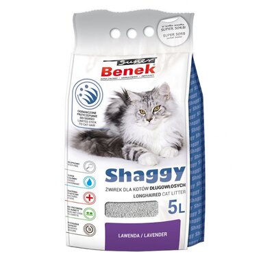 Żwirek dla kota SUPER BENEK Shaggy Lawenda 5 L