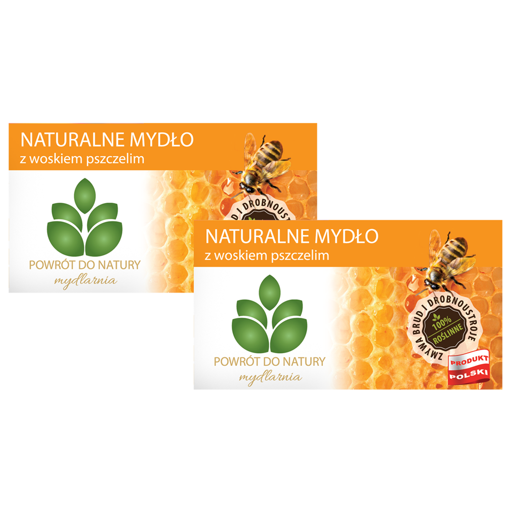 Powrót do natury 100% roślinne naturalne mydło z woskiem pszczelim, 2 szt.