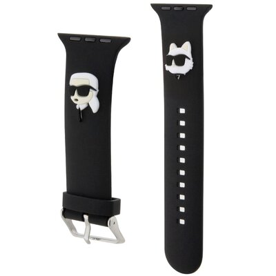 Pasek KARL LAGERFELD Karl & Choupette Heads do Apple Watch do koperty 38/40/41mm Czarny