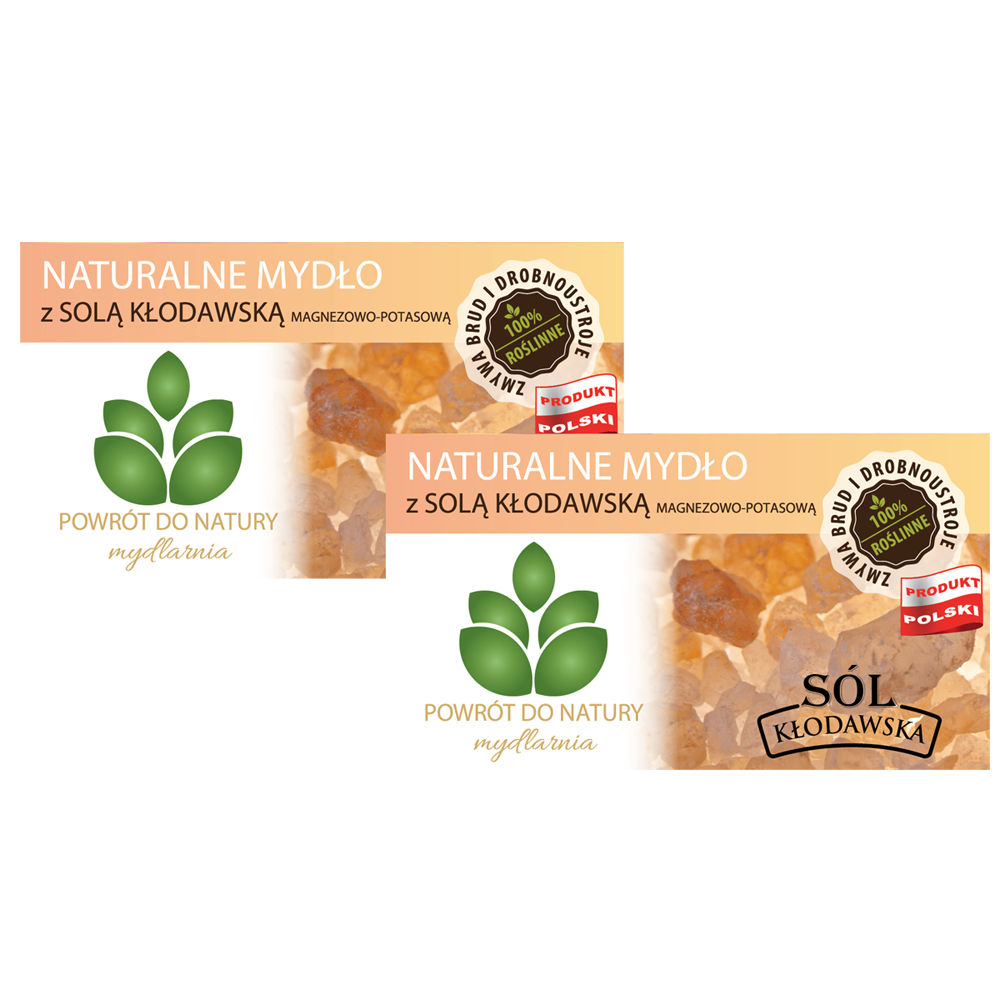 Powrót do natury 100 % roślinne naturalne mydło z solą kłodawską magnezowo-potasową, 2 szt.
