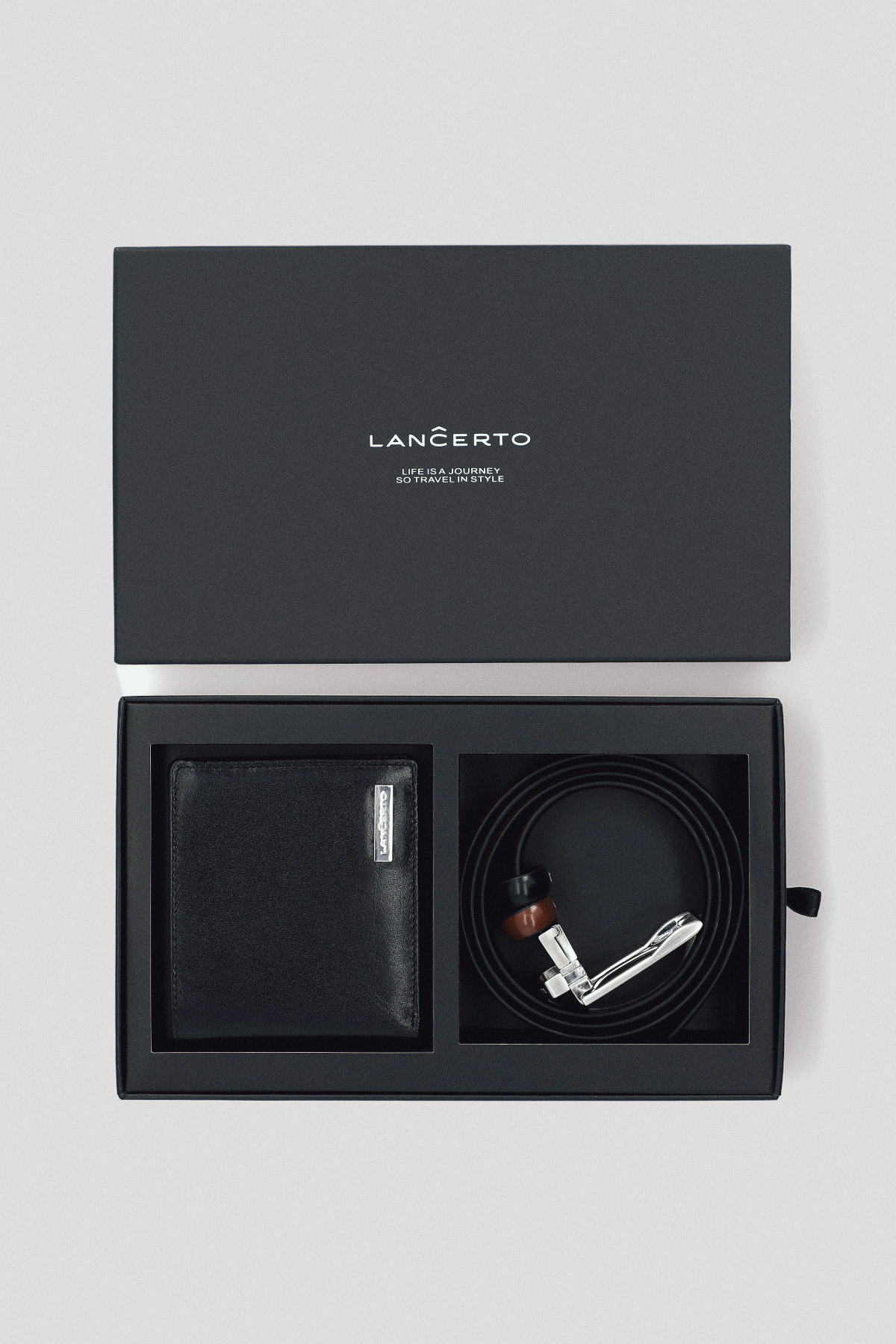 Lancerto Zestaw Pasek 2 w 1 Plus Portfel Męski