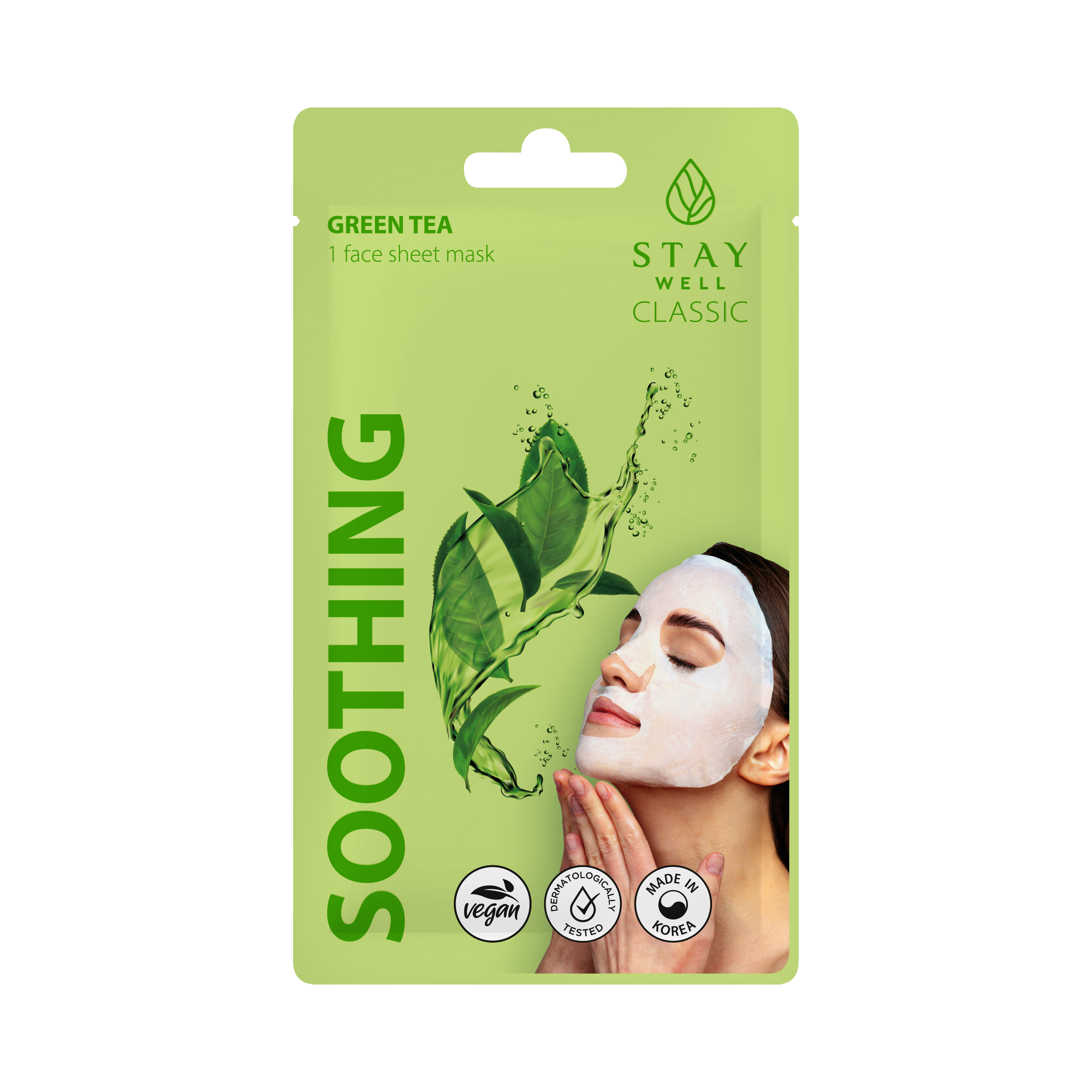 Stay Well Soothing kojąca maska z ekstraktem z zielonej herbaty do twarzy, 22 g