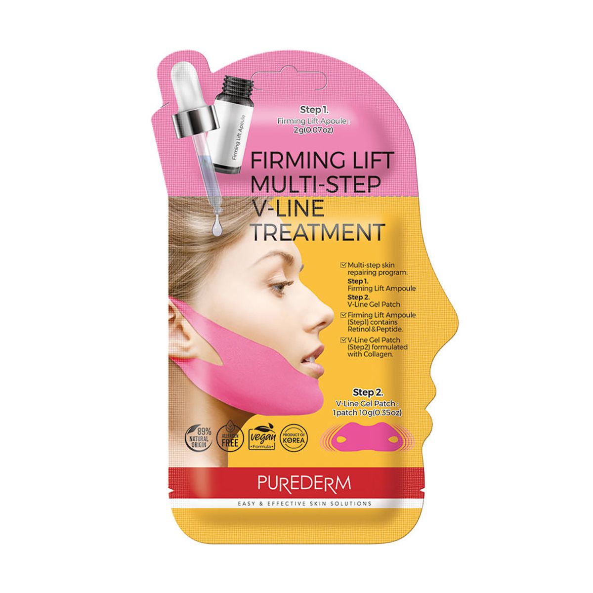 Purederm Multi Step V-Line 2-etapowy zabieg ujędrniający na podbródek i V-line, 1 szt.