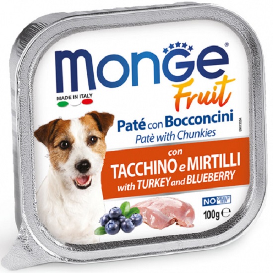 MONGE Fruit Dog Pasztet dla psa z indykiem i borówką 100g