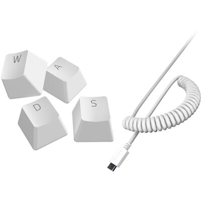 Zestaw RAZER PBT Keycap + Coiled Cable Mercury White