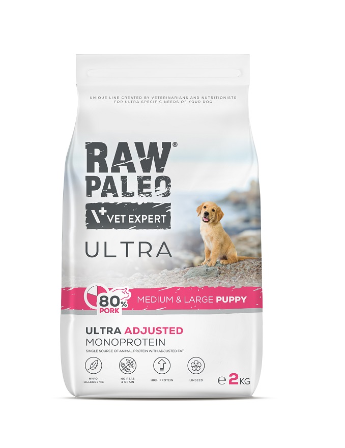 RAW PALEO Ultra Pork Medium&amp;Large Puppy 2kg dla szczeniąt ras średnich i dużych wieprzowina