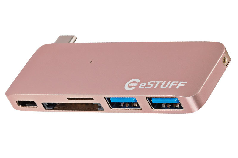eStuff Allure Series USB-C HUB RoseGold - przejściówka USB-C na USB-C + 2x USB 3.0 + czytnik kart
