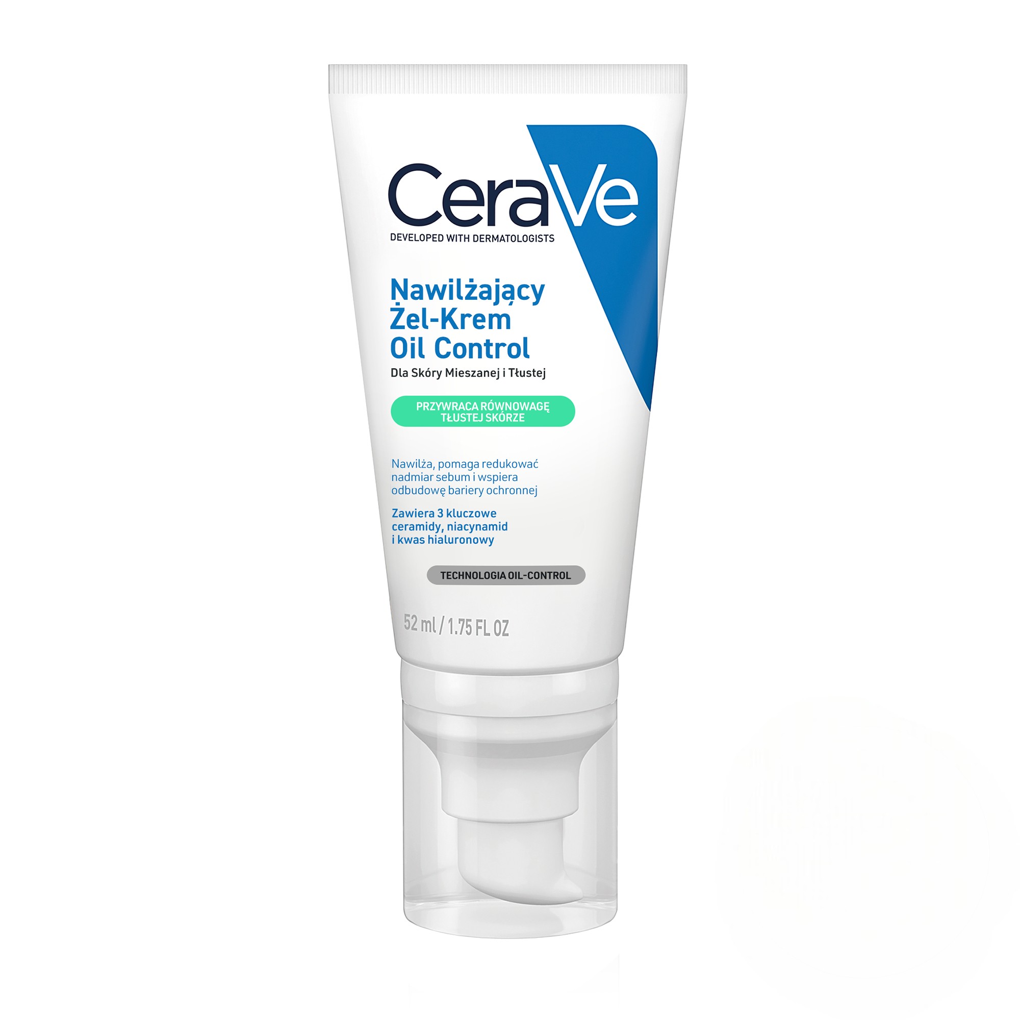 CeraVe Oil Control nawilżający żel-krem do twarzy dla cery mieszanej i tłustej, 52 ml