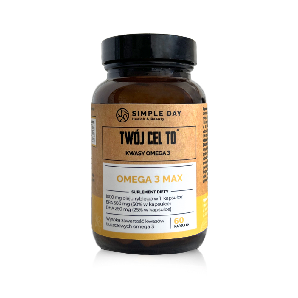 Twój Cel To Omega 3 Max suplement diety Moc Kwasów Tłuszczowych: 500 mg EPA oraz 250 mg DHA, 60 kaps. / 1 opak.