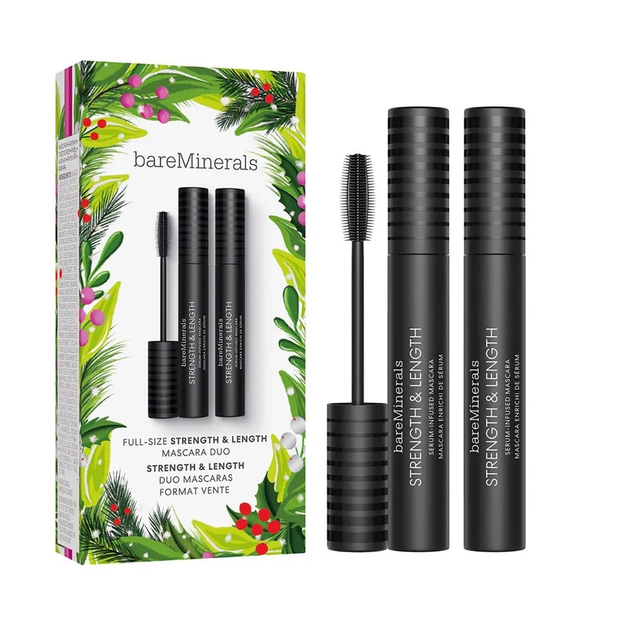 bareMinerals Strengh & Length Mascara Duo zestaw: wzmacniająco-wydłużających tusz do rzęs, 2x8 ml/ 1 opak.