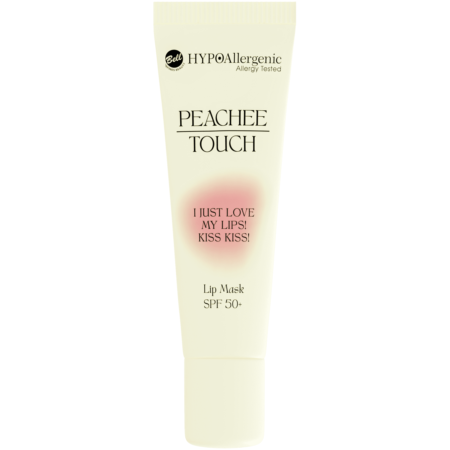 Bell HYPOAllergenic X Peachee Touch maska na usta z SPF50 01 I just love my lips! kiss kiss!, 10 g