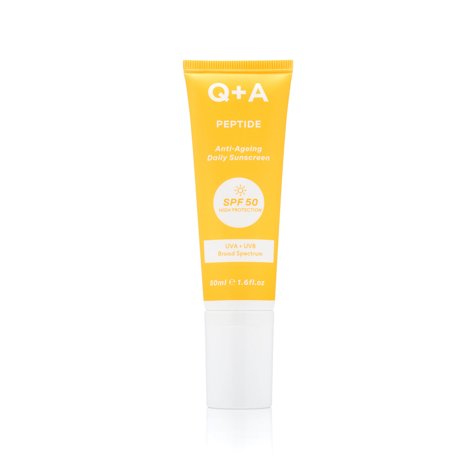 Q+A Peptide Anti-Ageing przeciwstarzeniowy krem przeciwsłoneczny do twarzy z peptydem i SPF50, 50 ml