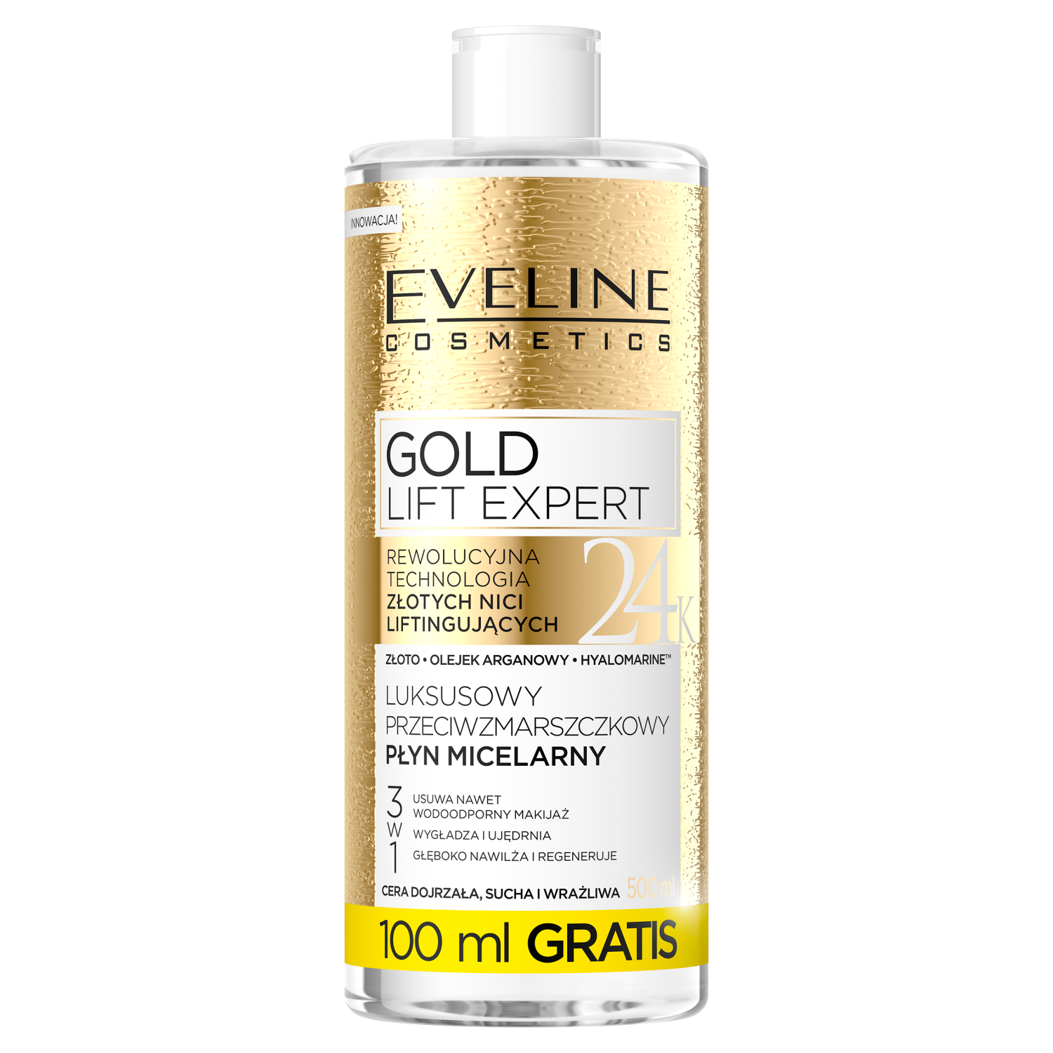 Eveline Cosmetics Gold Lift Expert przeciwzmarszczkowy płyn micelarny do twarzy, 500 ml