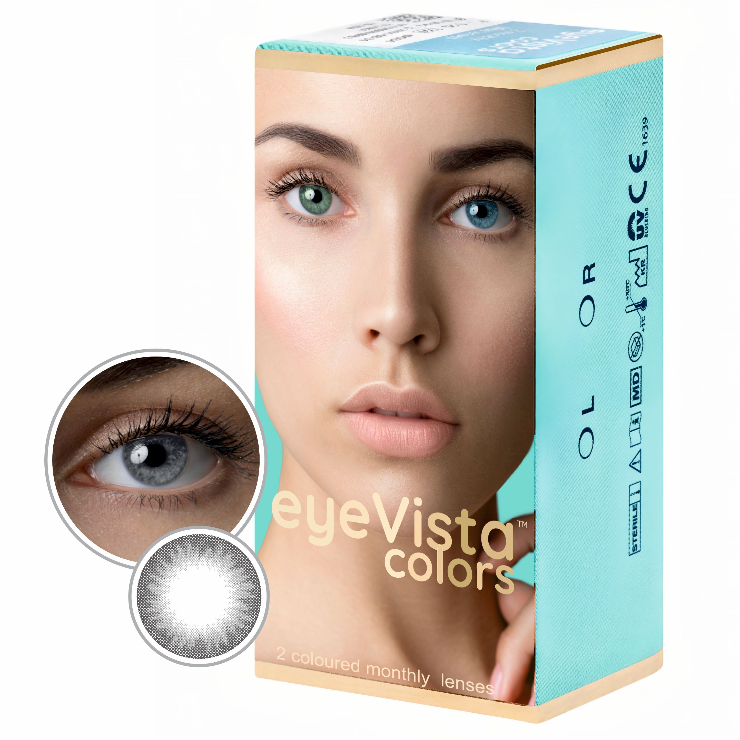 EyeVista Colors Gray soczewki kontaktowe moc 0.00, 2 szt./1 opak.