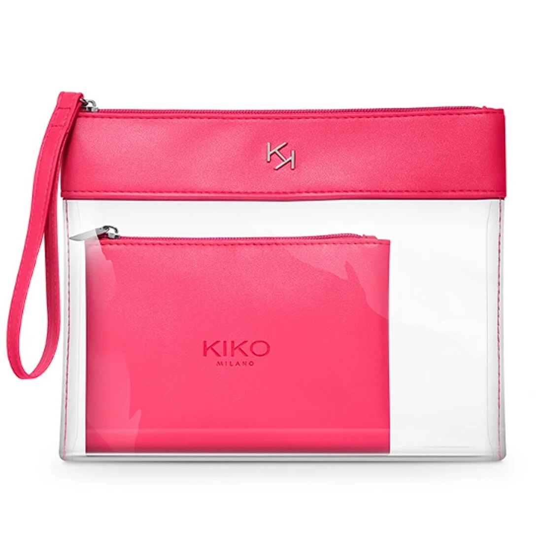 Kiko Milano Transparent Beauty Case  przezroczysta kosmetyczka z wewnętrzną saszetką 002 Fuchsia, 1 szt.