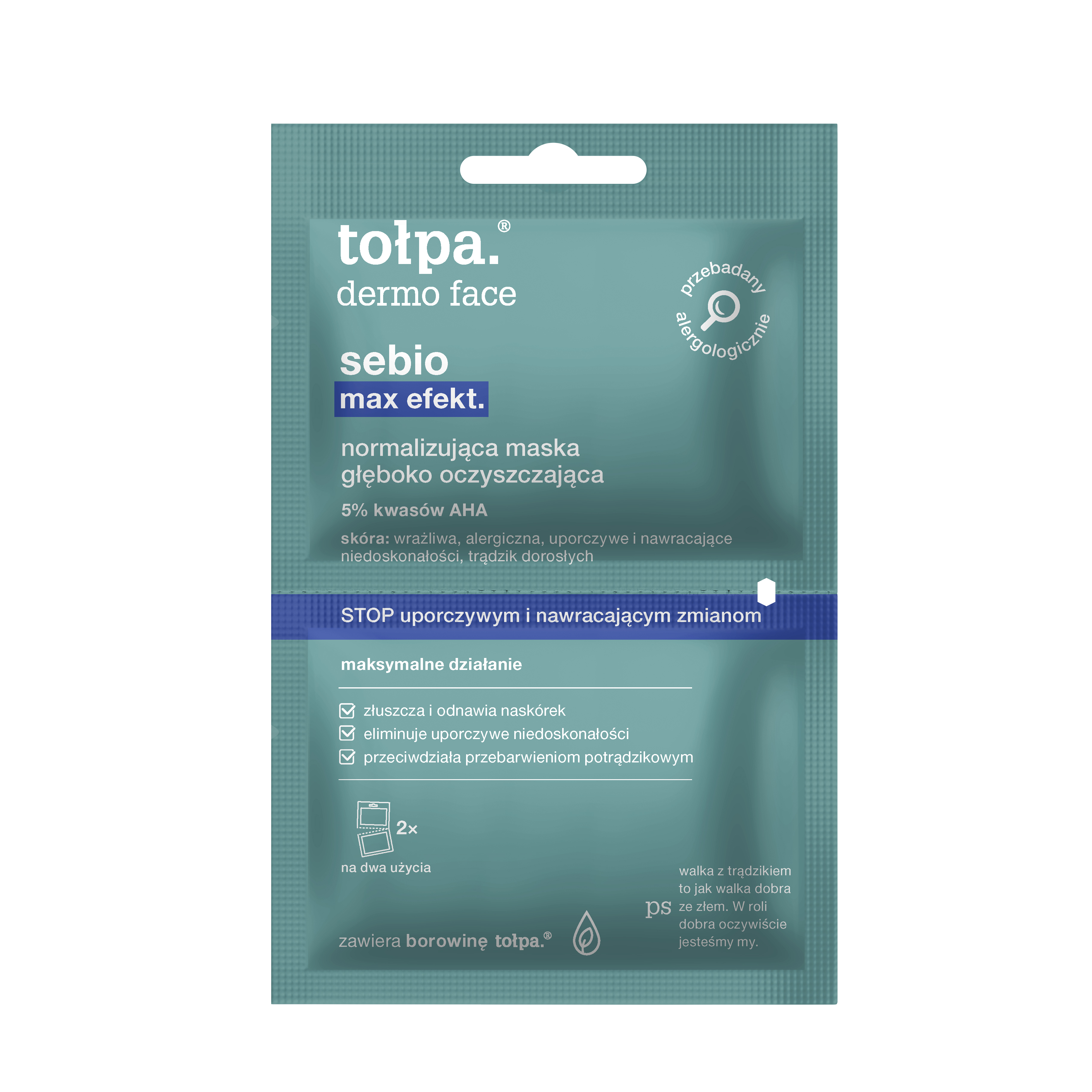 Tołpa Dermo Face, Sebio, maska normalizująca głęboko oczyszczająca, 2x6ml