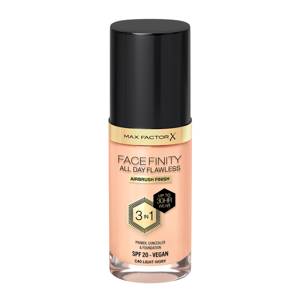 Max Factor Facefinity All Day Flawless 3w1 kryjący podkład w płynie do twarzy C40 light ivory, 30 ml