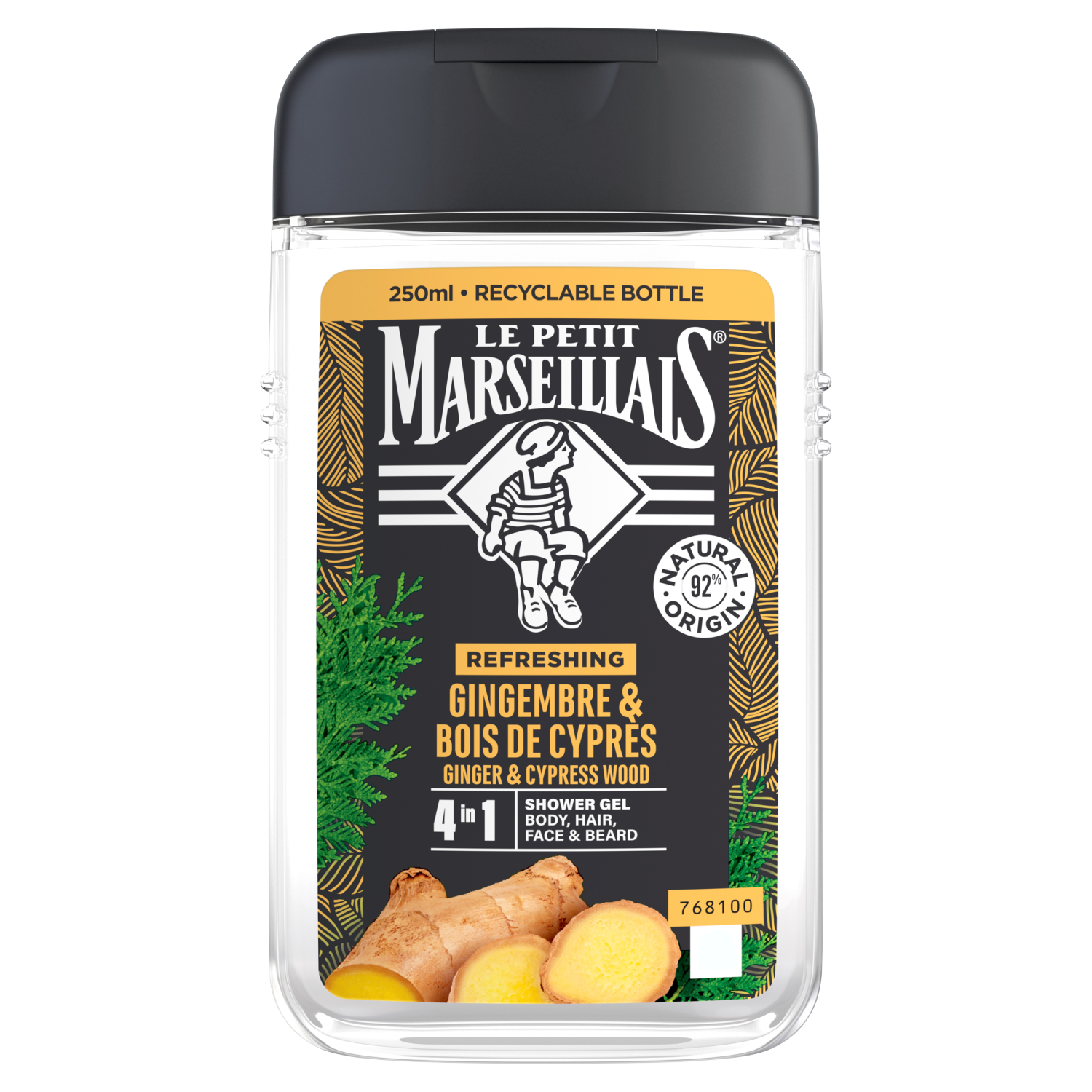 Le Petit Marseillais żel pod prysznic dla mężczyzn imbir&drzewo cyprysowe, 250 ml