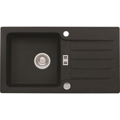 Zlewozmywak jednokomorowy z ociekaczem ALVEUS Niagara 30 1123091 Czarny 43x77.5