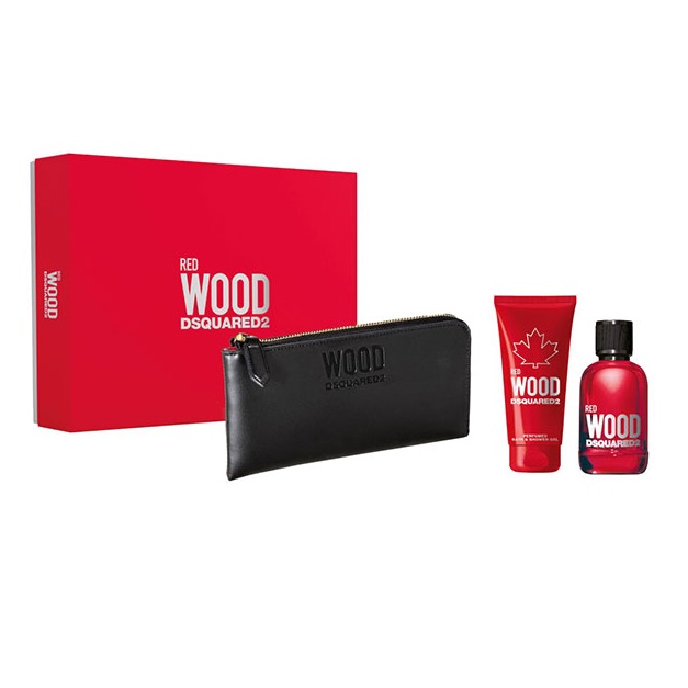 Dsquared2 Red Wood Pour Femme  zestaw: woda toaletowa damska, 100 ml + żel pod prysznic, 100 ml + portfel, 1 szt.