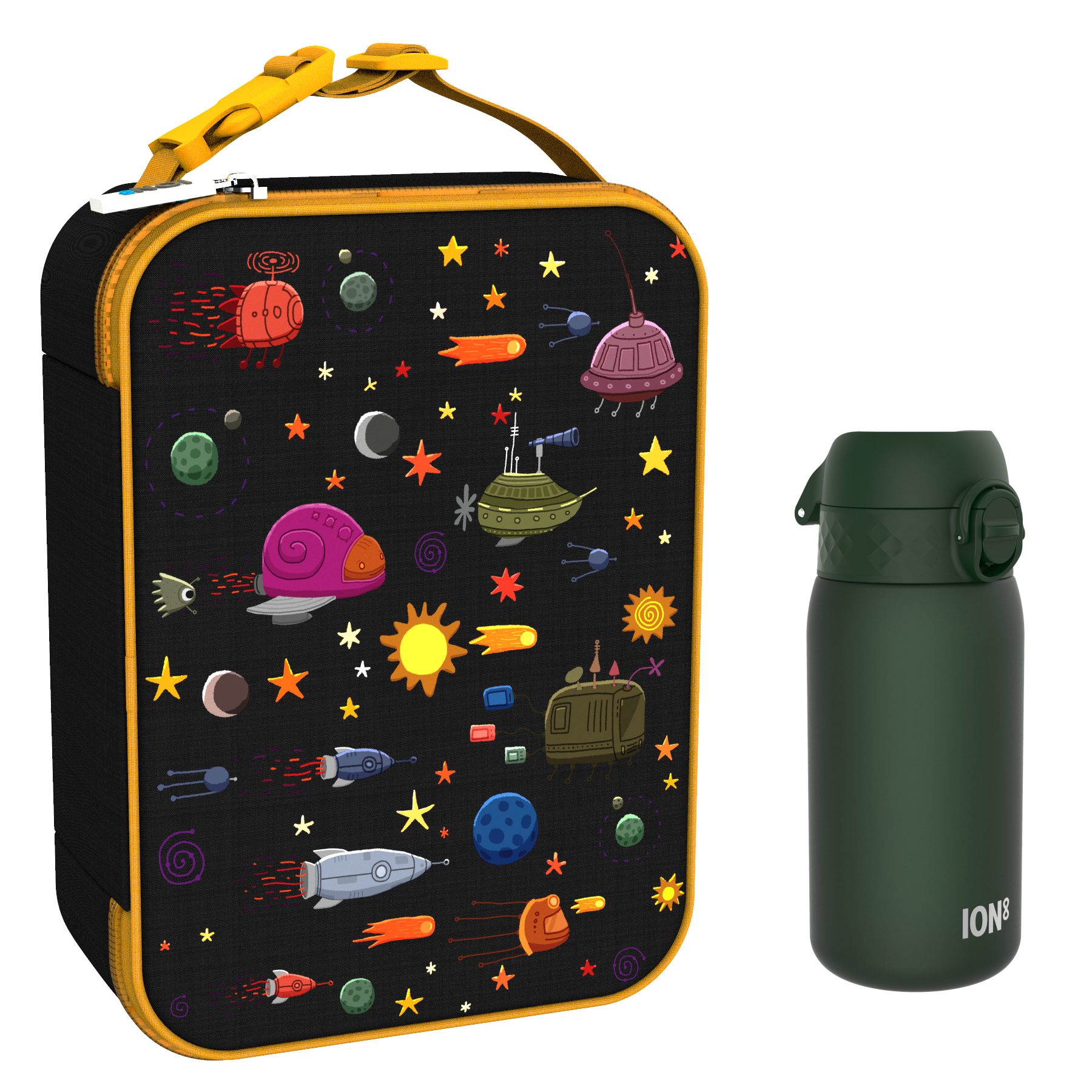 Ion8 zestaw: lunchbag Planety, 1 szt. + bidon na wodę, poj. 0,4 l, 1 szt.