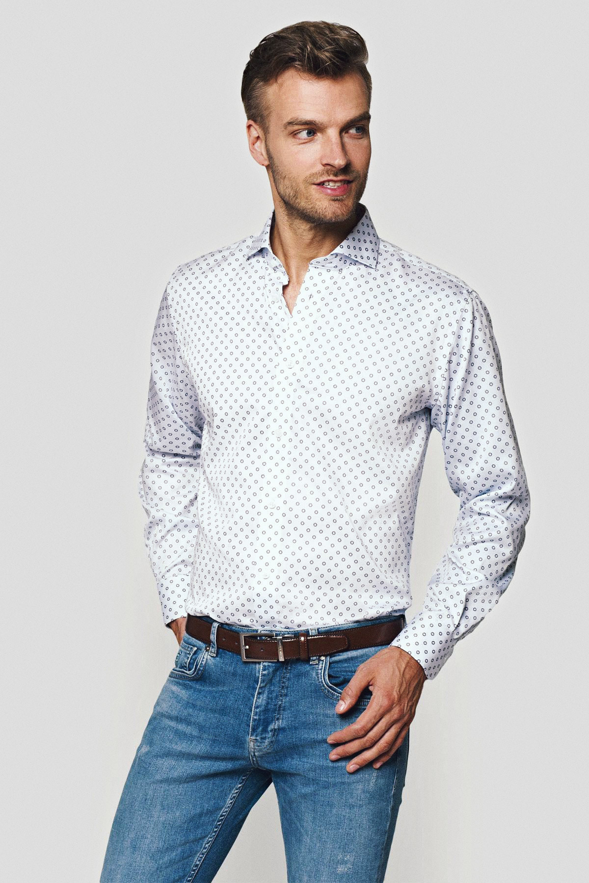 Lancerto Koszula Błękitna Bawełniana Wzór Sandra