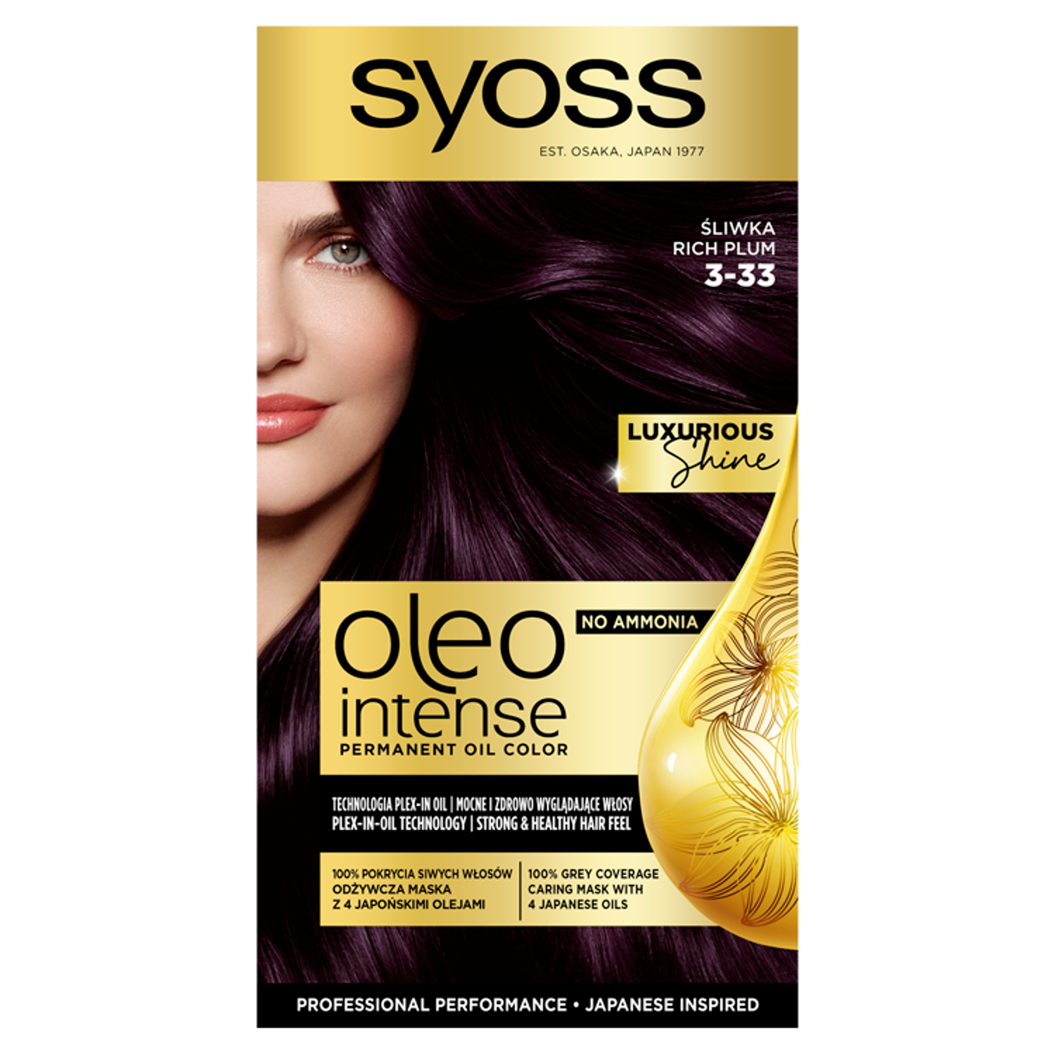 Syoss Oleo Intense farba do włosów bez amoniaku 3-33 śliwka, 1 opak.