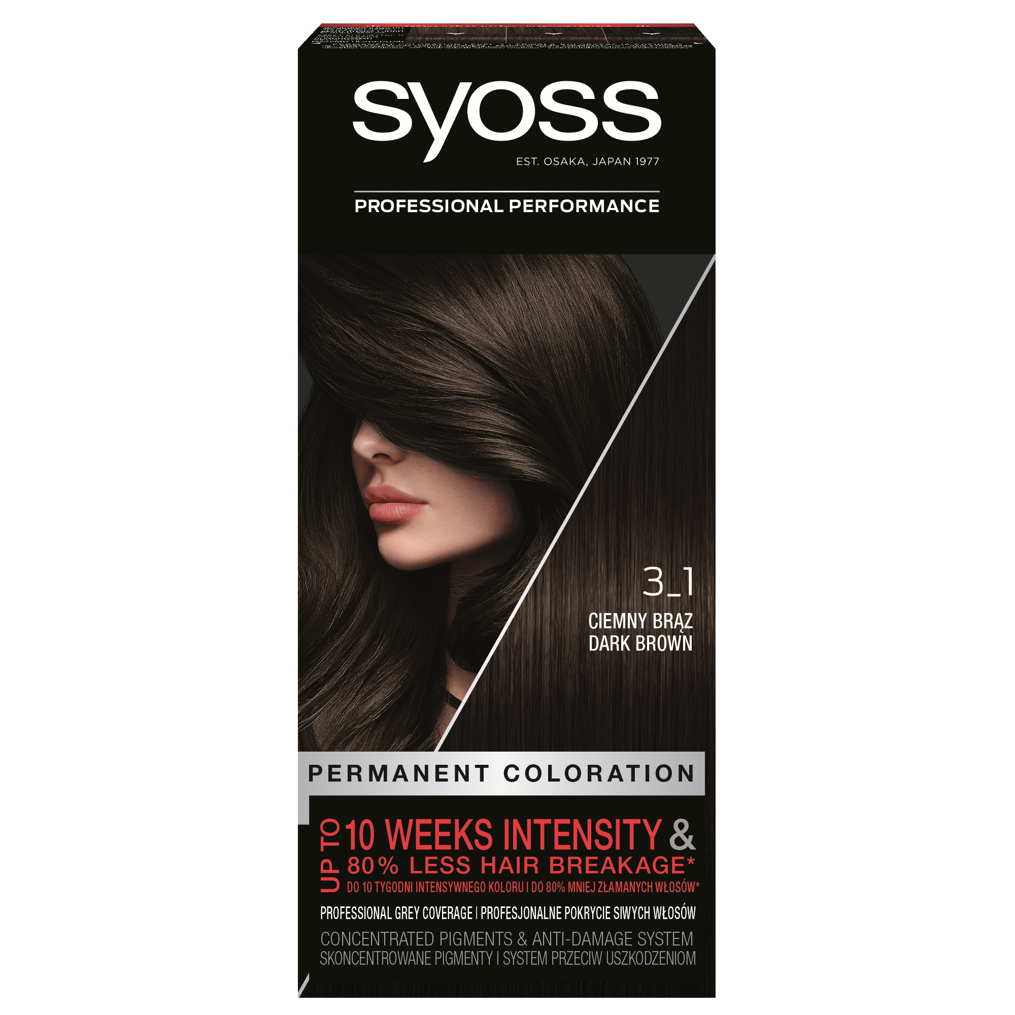 Syoss Permanent Coloration Farba do włosów trwale koloryzująca nr 3-1 Ciemny brąz, 115 ml