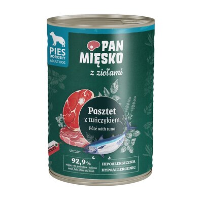 Karma dla psa PAN MIĘSKO z Ziołami Pasztet z tuńczykiem 400 g