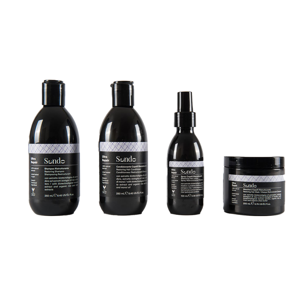 Sendo Ultra Repair zestaw do pielęgnacji zniszczonych włosów: szampon, 250 ml + odżywka, 250 ml + maska, 200 ml + spray, 100 ml