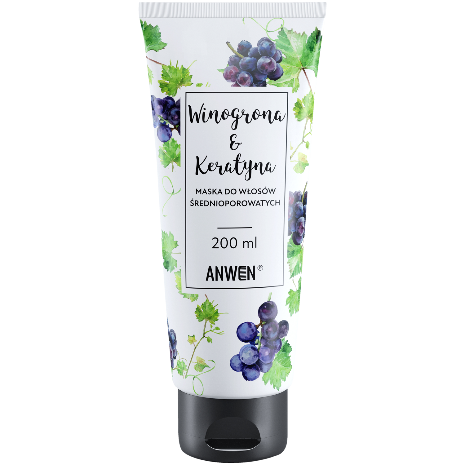 Anwen Winogrona&Keratyna maska do włosów średnioporowatych, 200 ml