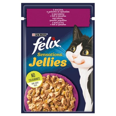 Karma dla kota FELIX Sensations Jellies Kaczka ze szpinakiem 85 g