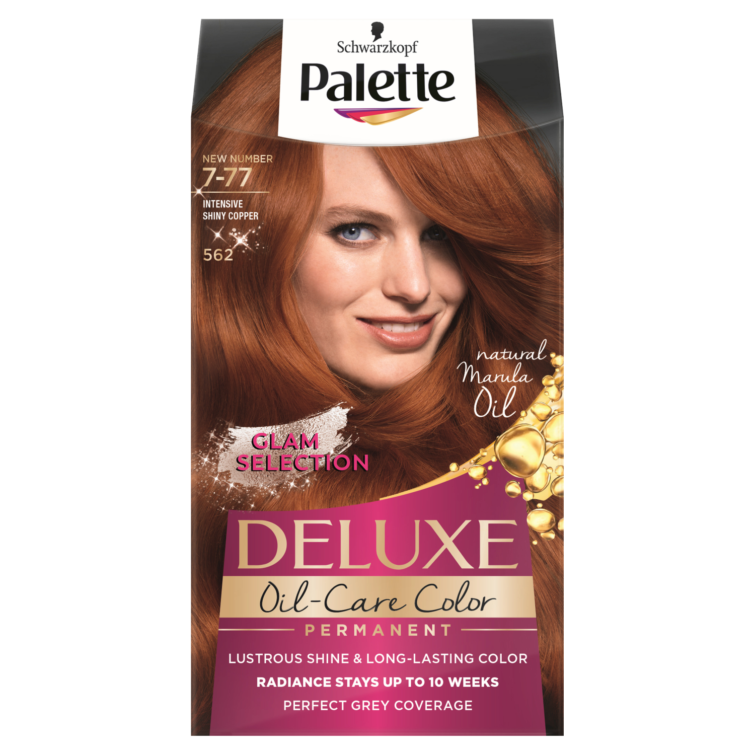 Palette Deluxe Oil-Care Color farba do włosów 7-77 (562) intensywna lśniąca miedź, 1 opak.