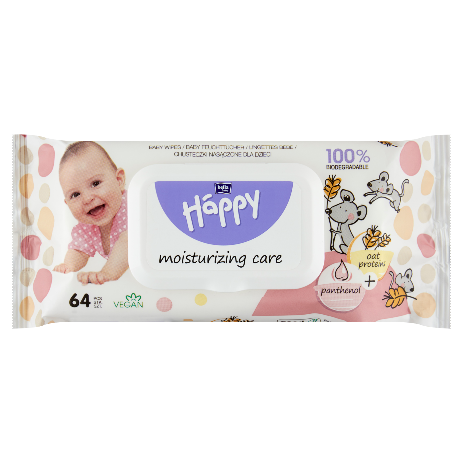 Bella Baby Happy Moisturizing Care chusteczki nasączone dla dzieci, 64 szt./1 opak.