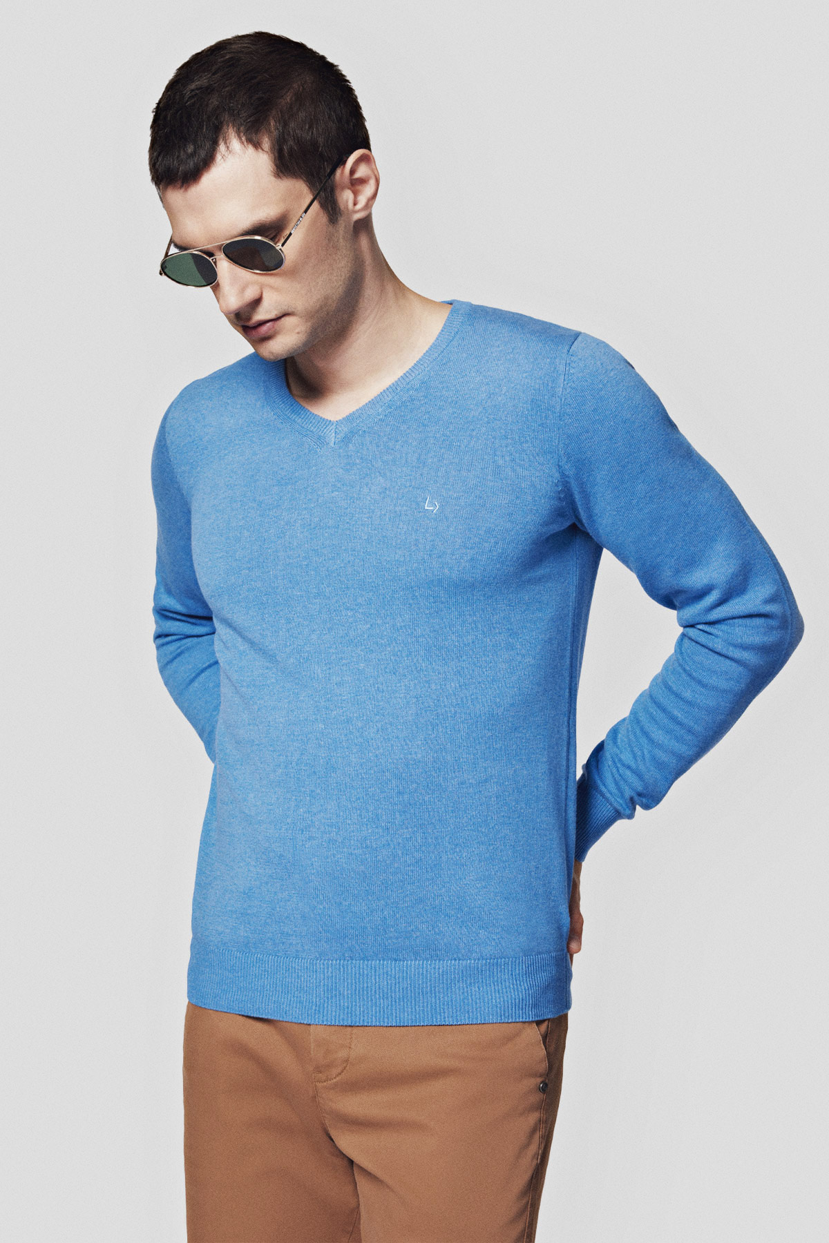 Lancerto Sweter Niebieski z Bawełną w Serek Anthony