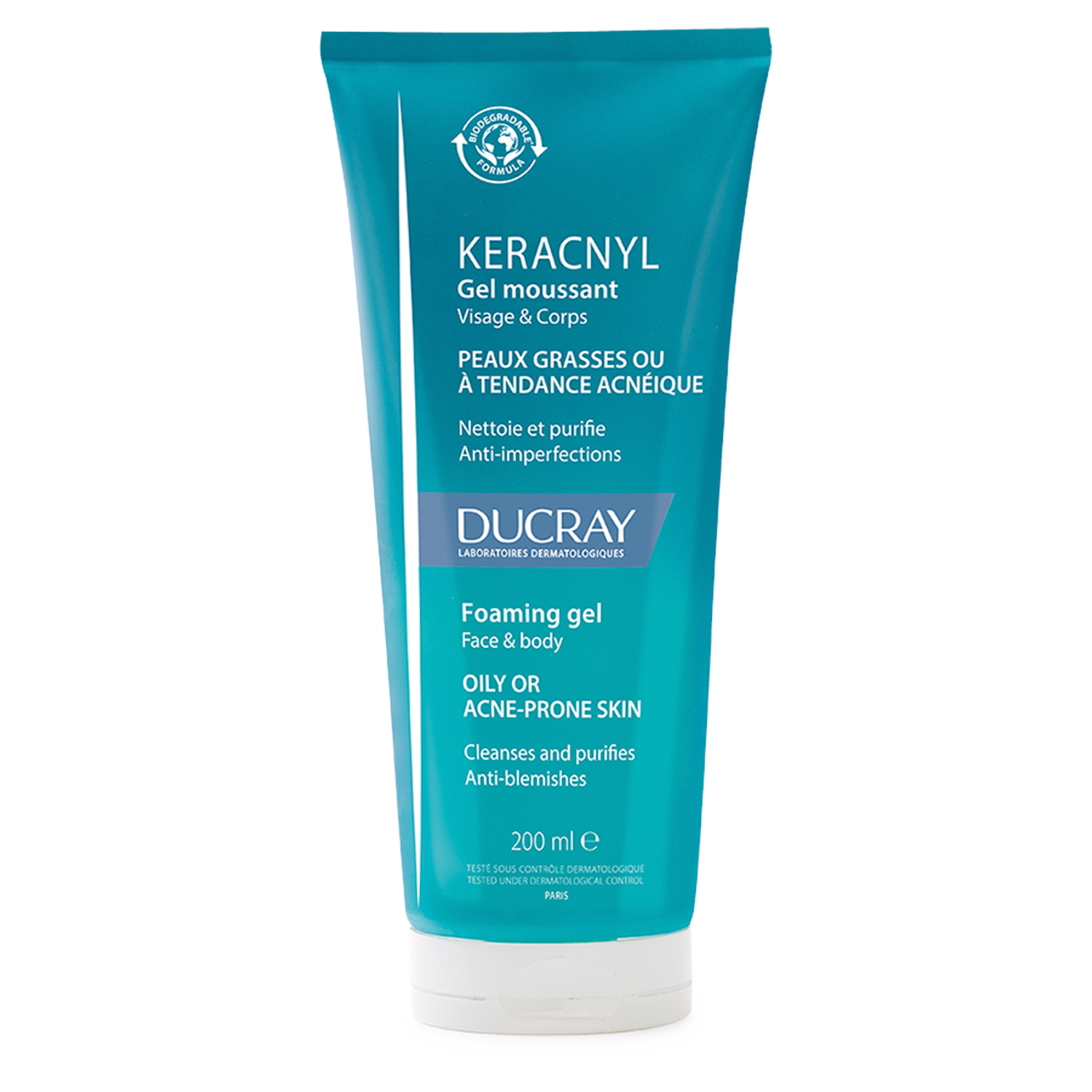 Ducray Keracnyl żel oczyszczający do twarzy, 200 ml