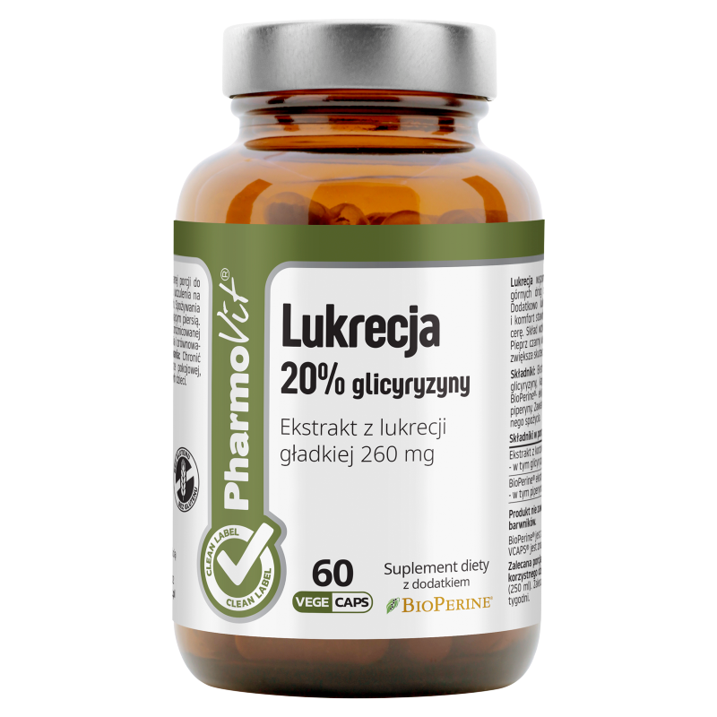 Pharmovit Lukrecja 20% glicyryzyny, suplement diety, 60 kapsułek