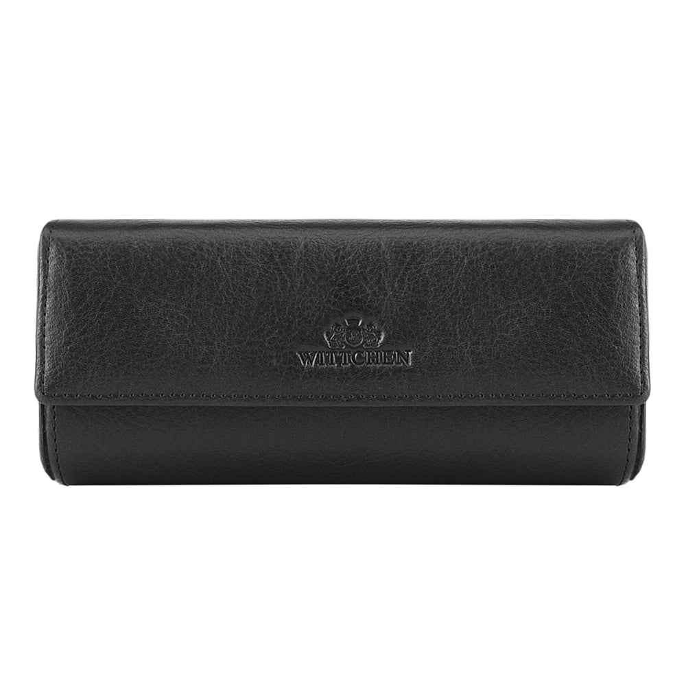 Etui na okulary skórzane proste czarne