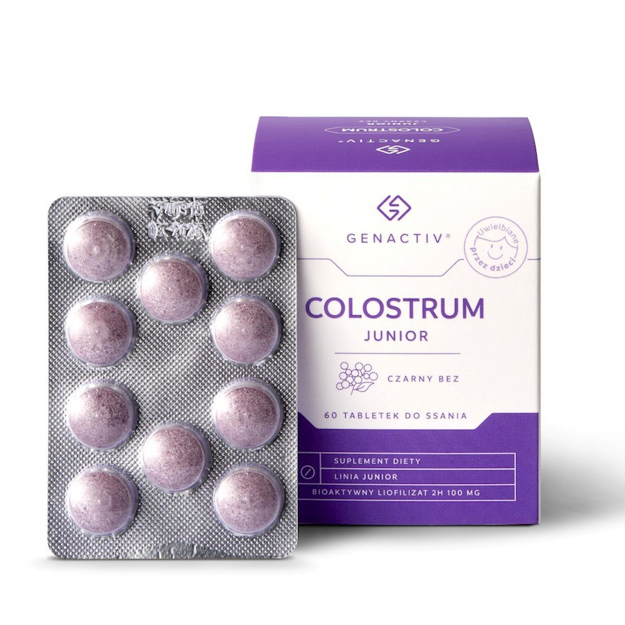 Genactiv Colostrum Junior suplement diety o smaku czarnego bzu, 60 tabl./1 opak.