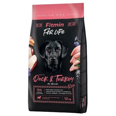Karma dla psa FITMIN For Life Indyk z kaczką 12 kg