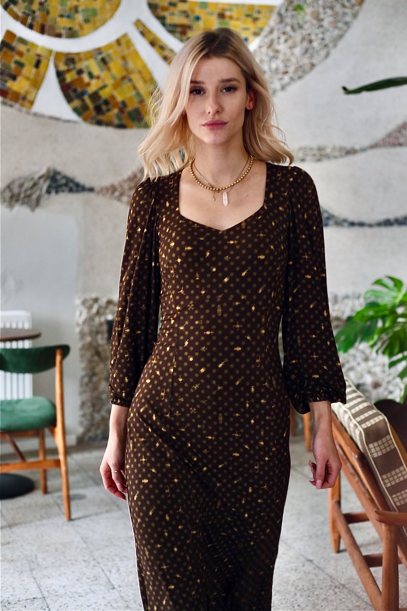 Risk Made in Warsaw Sukienka ZIMOWY ZMYSŁ print space dots ziemskie XL