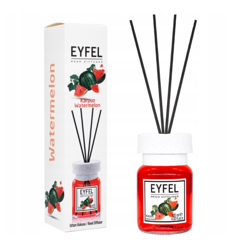 Eyfel zestaw zapachów do domu: zapach brzoskwinia, 120 ml + zapach arbuz, 120 ml + zapach zielone jabłko, 120 ml