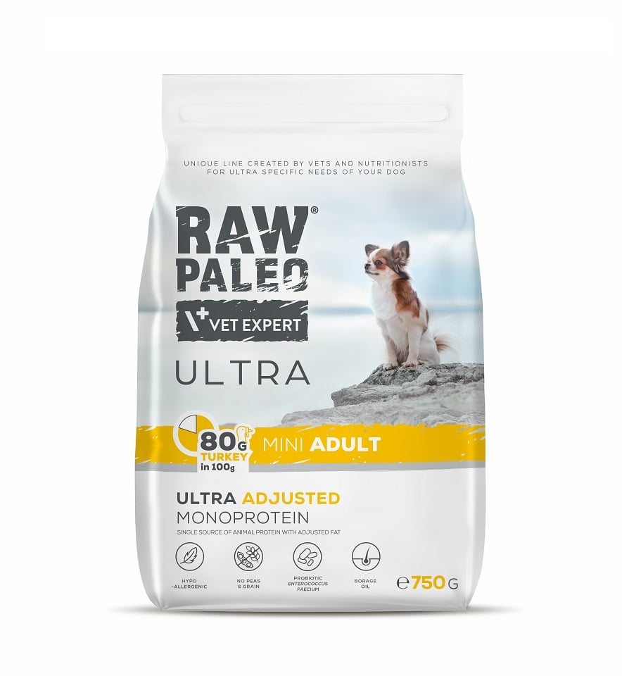 RAW PALEO Ultra Turkey Mini Adult 750g dla psów dorosłych ras małych indyk